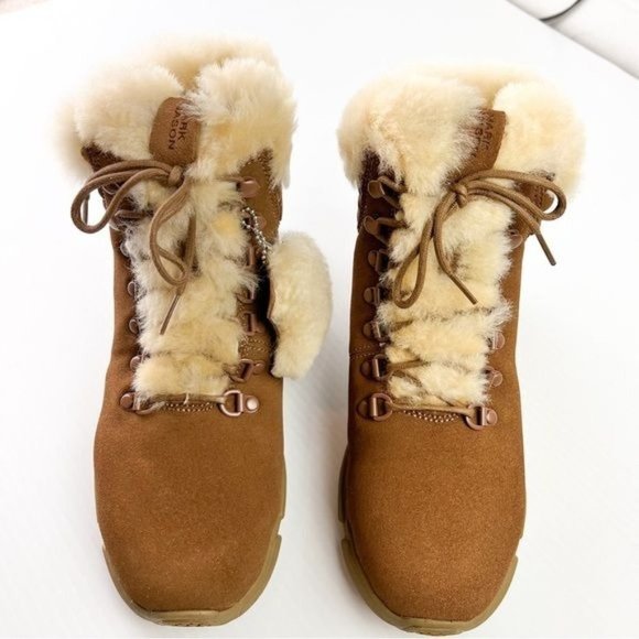 Mark Nason Boots women 6.5 Brown Block Chalet Sheep Shearling Memory Foam Winter - Picture 3 of 13